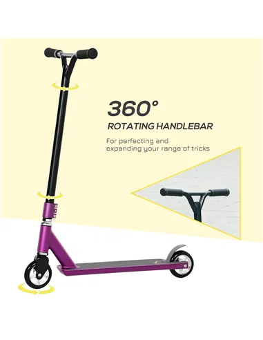 HOMCOM Stunt Scooter, 360° Entry Level Tricks Scooter w/ Lightweight Aluminium Deck and ABEC 7 Bearing, For Age 14+ Beginners, P