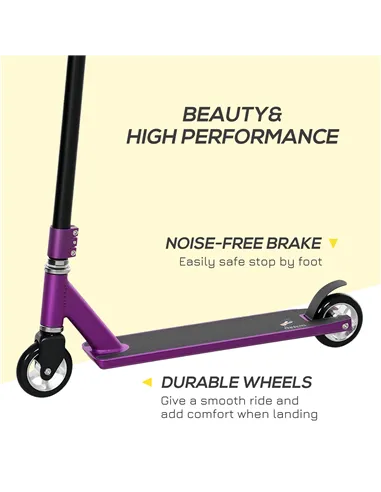 HOMCOM Stunt Scooter, 360° Entry Level Tricks Scooter w/ Lightweight Aluminium Deck and ABEC 7 Bearing, For Age 14+ Beginners, P