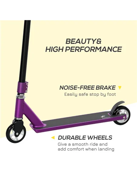HOMCOM Stunt Scooter, 360° Entry Level Tricks Scooter w/ Lightweight Aluminium Deck and ABEC 7 Bearing, For Age 14+ Beginners, P