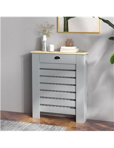 HOMCOM 95.5H x 78Wcm Radiator Cover, with Drawer - Grey 2