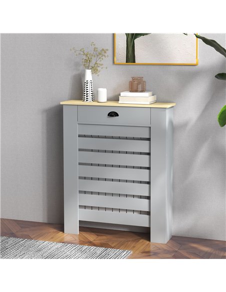 HOMCOM 95.5H x 78Wcm Radiator Cover, with Drawer - Grey