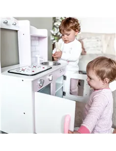HOMCOM Kids Pretend Kitchen Playset w/ Cooking Toy Accessories - Pink 2