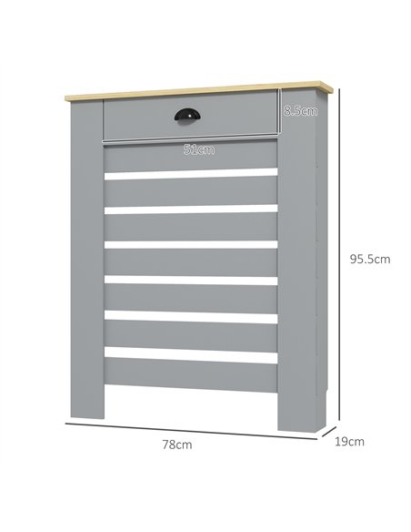 HOMCOM 95.5H x 78Wcm Radiator Cover, with Drawer - Grey