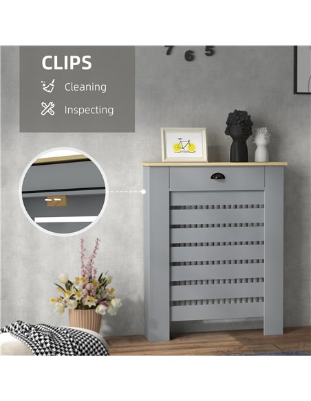 HOMCOM 95.5H x 78Wcm Radiator Cover, with Drawer - Grey