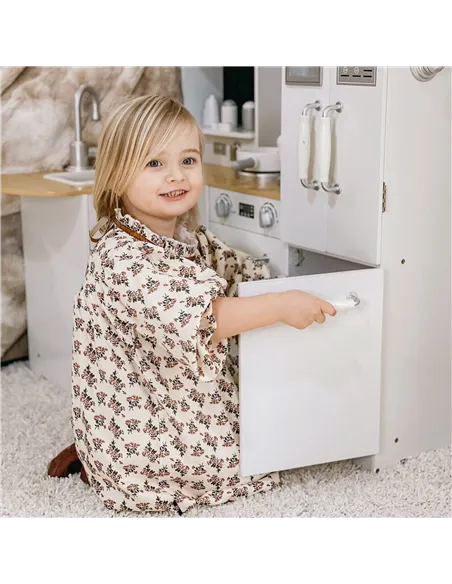 HOMCOM Kids Kitchen Playset, Large Pretend Role Play Kitchen, White