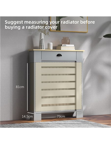 HOMCOM 95.5H x 78Wcm Radiator Cover, with Drawer - Grey
