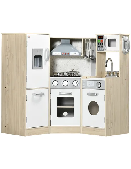 HOMCOM Kids Kitchen Playset, with Accessories, Storage Space