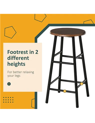 HOMCOM Bar Table Set, Bar Table and Stools Set, Footrest and Storage Shelf, for Kitchen, Dining Room, Pub, Cafe, Black and Oak