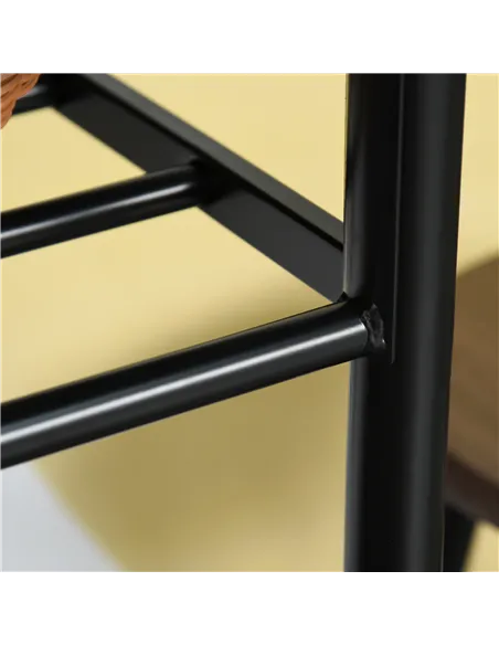 HOMCOM Bar Table Set, Bar Table and Stools Set, Footrest and Storage Shelf, for Kitchen, Dining Room, Pub, Cafe, Black and Oak