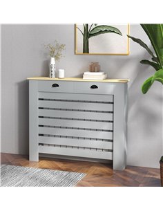 HOMCOM 95.5H x 111Wcm Radiator Cover, with Drawer - Grey 2