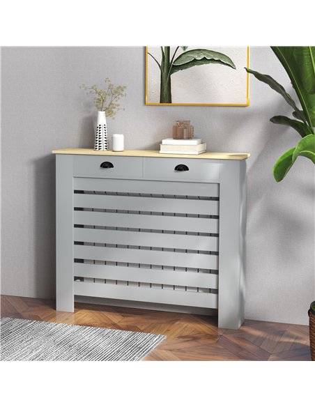 HOMCOM 95.5H x 111Wcm Radiator Cover, with Drawer - Grey