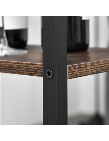 HOMCOM Industrial Bar Height Dining Table Set With 2 Stools & Side Shelf, 3 Pieces Coffee Table for Dining Room, Kitchen, Dinett