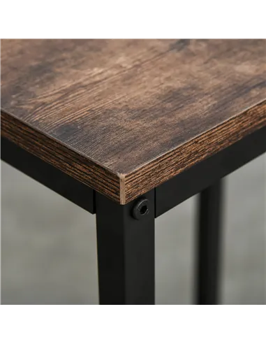 HOMCOM Industrial Bar Height Dining Table Set With 2 Stools & Side Shelf, 3 Pieces Coffee Table for Dining Room, Kitchen, Dinett