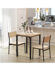 HOMCOM Three-Piece Minimal and Compact Dining Set, Light Wood Grain 2
