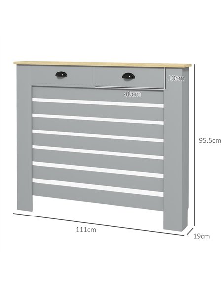 HOMCOM 95.5H x 111Wcm Radiator Cover, with Drawer - Grey