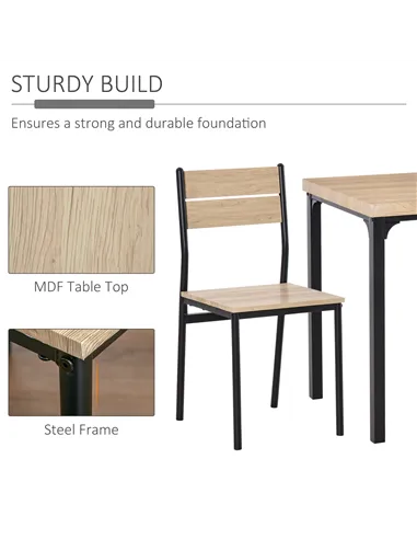 HOMCOM Three-Piece Minimal and Compact Dining Set, Light Wood Grain