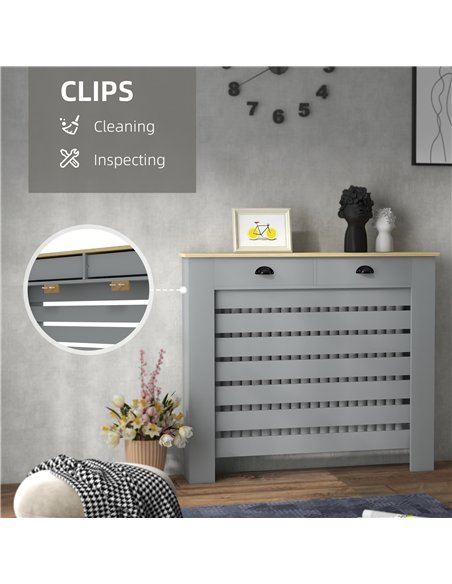 HOMCOM 95.5H x 111Wcm Radiator Cover, with Drawer - Grey