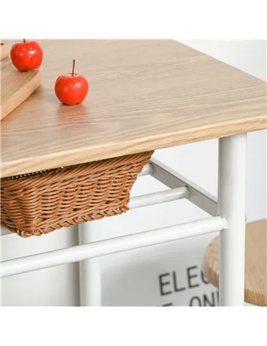 HOMCOM Bar Table Set, Bar Table and Stools Set, Footrest and Storage Shelf, for Kitchen, Dining Room, Pub, Cafe, White and Oak