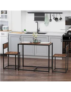 HOMCOM Dining Table and Chairs Set 2, Dining Room Sets, Rectangular Space Saving Table and 2 Chairs for Compact Kitchens, Steel  2