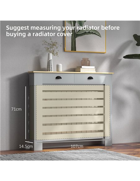 HOMCOM 95.5H x 111Wcm Radiator Cover, with Drawer - Grey