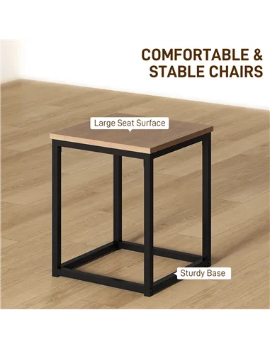 HOMCOM 5 Piece Dining Table and Chairs Set 4, Industrial Space Saving Table and Chairs with Metal Frame, Square Kitchen Table an