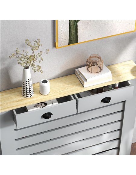 HOMCOM 95.5H x 111Wcm Radiator Cover, with Drawer - Grey
