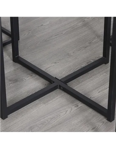 HOMCOM 5 Piece Dining Table and Chairs Set 4, Industrial Space Saving Table and Chairs with Metal Frame, Square Kitchen Table an