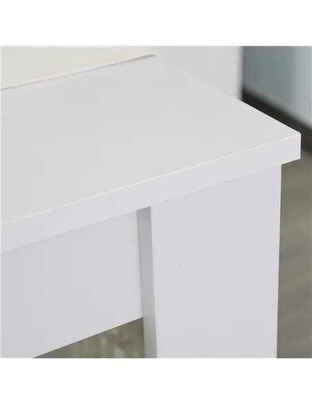 HOMCOM Kitchen Dining Table and 2 Benches Set, Table and Chairs Set for Limited Space, White