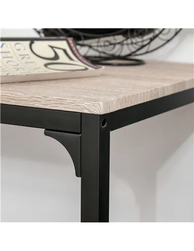 HOMCOM 3 Pcs Table Stool Set Industrial Design w/ Metal Frame Oak Tone MDF Panels Minimal Compact Beautiful