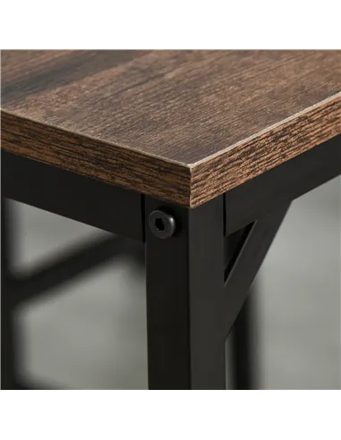 HOMCOM Industrial Rectangular Bar Table Set with 4 Stools for Dining Room, Kitchen, Dinette