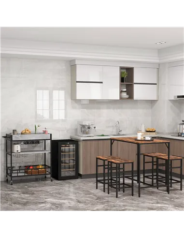 HOMCOM Industrial Rectangular Bar Table Set with 4 Stools for Dining Room, Kitchen, Dinette