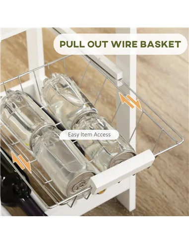 HOMCOM 3 Piece Bar Table Set, Breakfast Bar table and Stools with Storage Shelf, Drawer, Wire Basket and Wine Rack for Kitchen, 