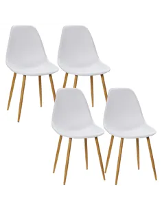 HOMCOM Modern Dining Chairs Set of 4, Kitchen Chairs with Backrest and Steel Legs for Dining Room, Living Room, White