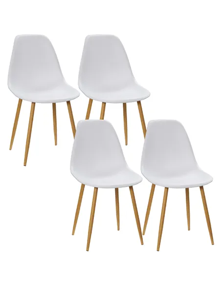 HOMCOM Modern Dining Chairs Set of 4, Kitchen Chairs with Backrest and Steel Legs for Dining Room, Living Room, White