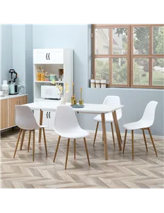 HOMCOM Modern Dining Chairs Set of 4, Kitchen Chairs with Backrest and Steel Legs for Dining Room, Living Room, White 2