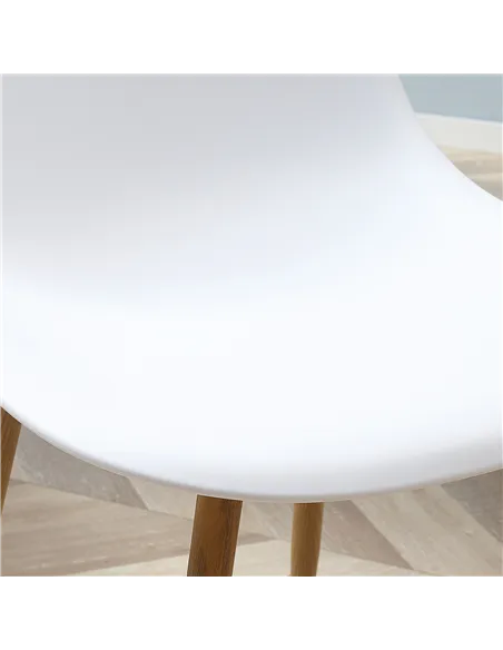HOMCOM Modern Dining Chairs Set of 4, Kitchen Chairs with Backrest and Steel Legs for Dining Room, Living Room, White