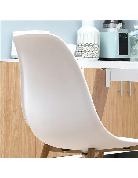 HOMCOM Modern Dining Chairs Set of 4, Kitchen Chairs with Backrest and Steel Legs for Dining Room, Living Room, White