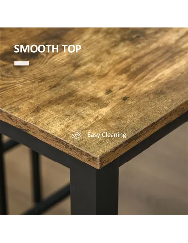 HOMCOM 120x60cm Bar Table Set, Breakfast Table with 2 Stools, 3-Piece Counter Height Dining Table & Chairs for Kitchen, Living R