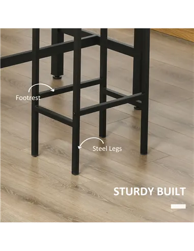 HOMCOM 120x60cm Bar Table Set, Breakfast Table with 2 Stools, 3-Piece Counter Height Dining Table & Chairs for Kitchen, Living R