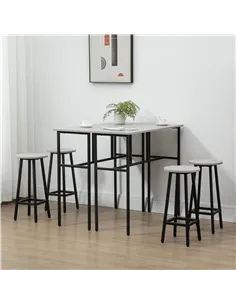HOMCOM 6-Piece Bar Table Set, 2 Breakfast Tables with 4 Stools, Counter Height Dining Tables & Chairs for Kitchen, Living Room,  2