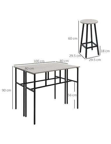 HOMCOM 6-Piece Bar Table Set, 2 Breakfast Tables with 4 Stools, Counter Height Dining Tables & Chairs for Kitchen, Living Room, 