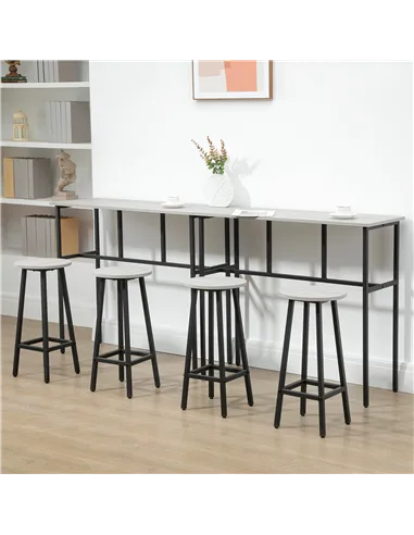 HOMCOM 6-Piece Bar Table Set, 2 Breakfast Tables with 4 Stools, Counter Height Dining Tables & Chairs for Kitchen, Living Room, 