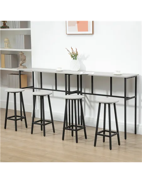 HOMCOM 6-Piece Bar Table Set, 2 Breakfast Tables with 4 Stools, Counter Height Dining Tables & Chairs for Kitchen, Living Room, 
