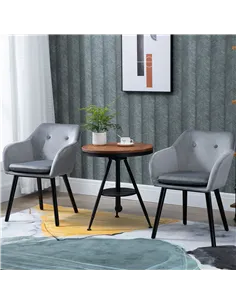 HOMCOM Dining Chairs Set of 2 Modern Upholstered Fabric Velvet-Touch Leisure Chairs with Backrest and Armrests, Lounge Reception 2