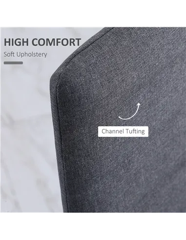 HOMCOM High Back Dining Chairs Modern Upholstered Linen-Touch Fabric Accent Chairs with Metal Legs for Kitchen, Set of 4, Grey