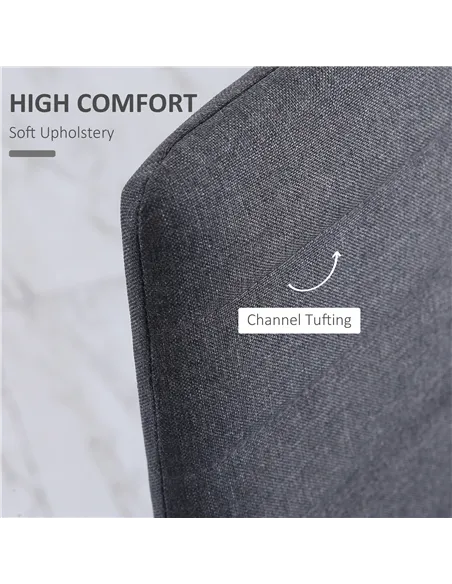 HOMCOM High Back Dining Chairs Modern Upholstered Linen-Touch Fabric Accent Chairs with Metal Legs for Kitchen, Set of 4, Grey