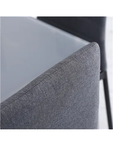 HOMCOM High Back Dining Chairs Modern Upholstered Linen-Touch Fabric Accent Chairs with Metal Legs for Kitchen, Set of 4, Grey