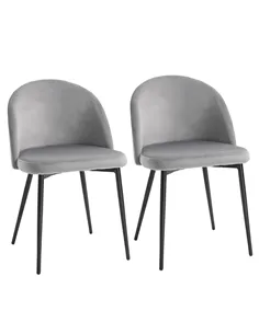 HOMCOM Dining Chairs Set of 2 Contemporary Design for Office Dining Kitchen with Soft Fabric Seat and Back Living Room, Grey