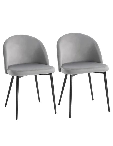 HOMCOM Dining Chairs Set of 2 Contemporary Design for Office Dining Kitchen with Soft Fabric Seat and Back Living Room, Grey