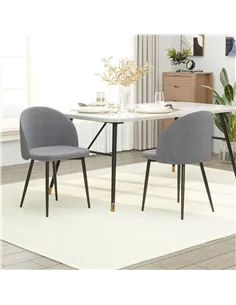 HOMCOM Dining Chairs Set of 2 Contemporary Design for Office Dining Kitchen with Soft Fabric Seat and Back Living Room, Grey 2